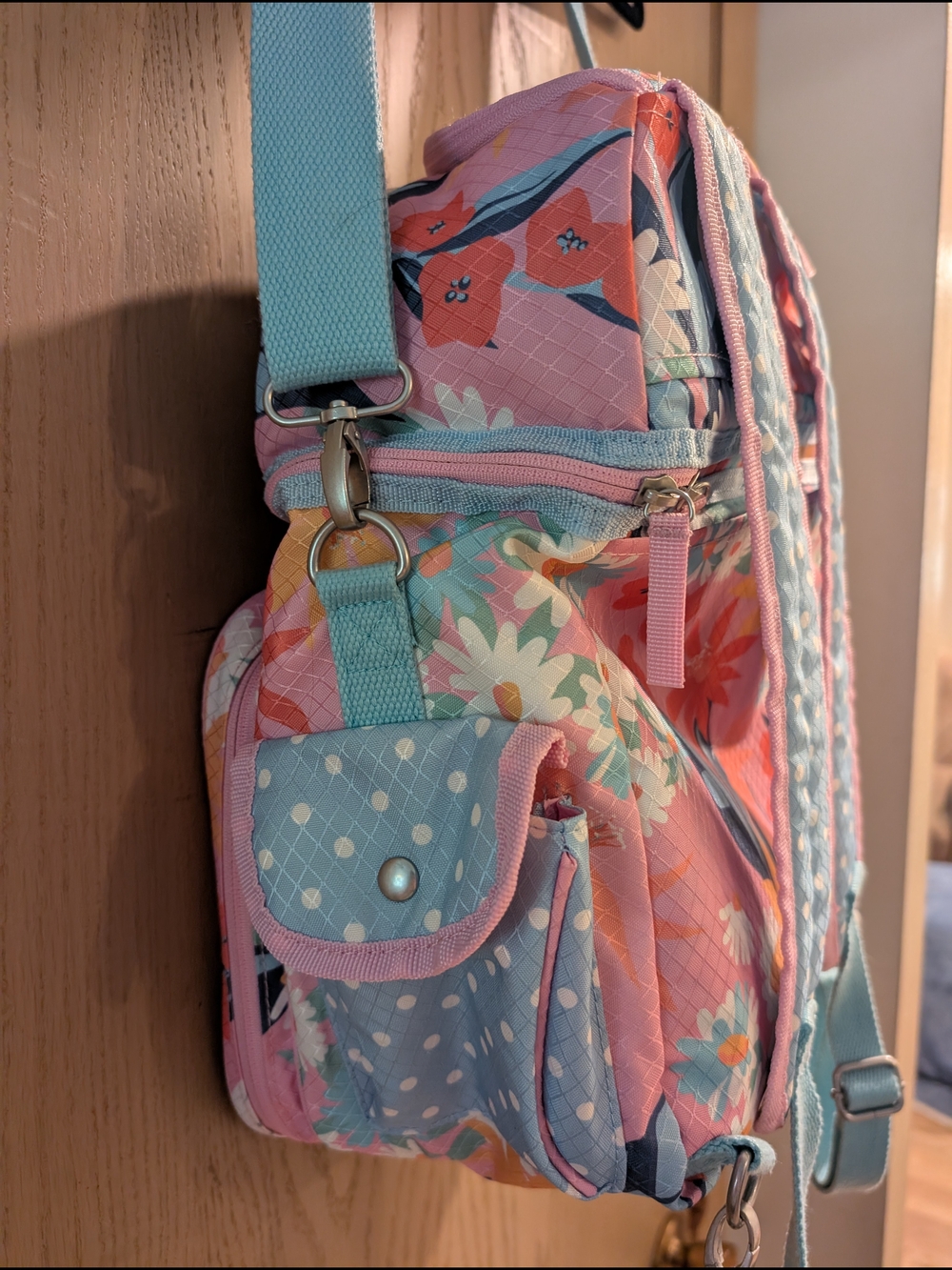 Matilda Jane Everything Packed Cooler Backpack in Pink, Blue and Coral - Picture 5 of 11
